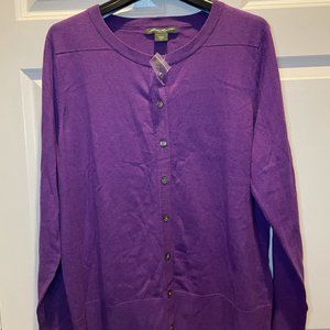 Eddie Bauer purple cardigan, size XL, new with tags